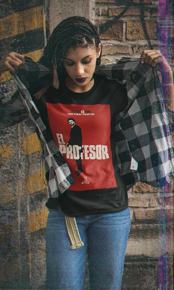 Red Professor La Casa De Papel X Ravin X Hippo  - Digital Graphics Basic T-shirt Black