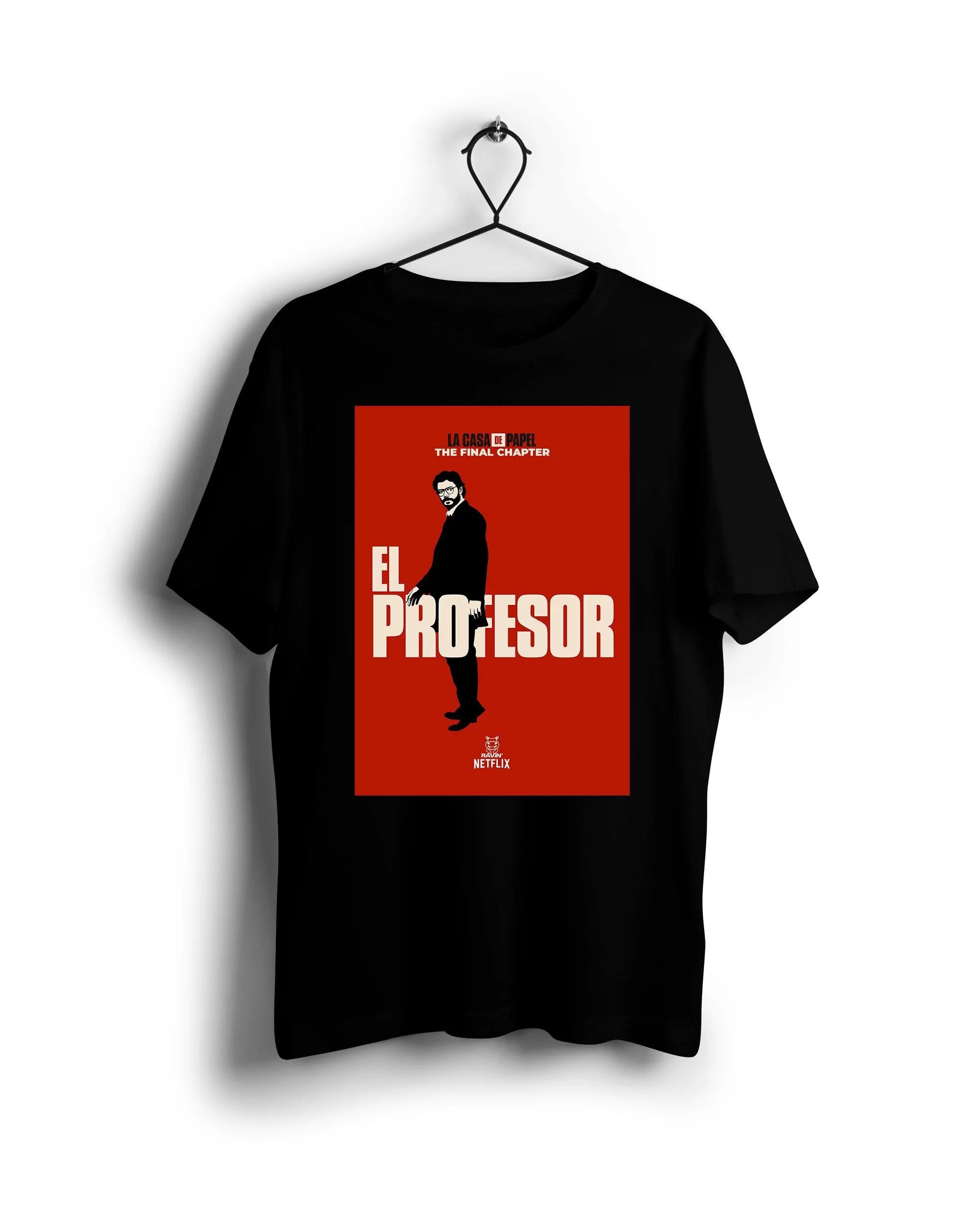 Red Professor La Casa De Papel X Ravin X Hippo  - Digital Graphics Basic T-shirt Black