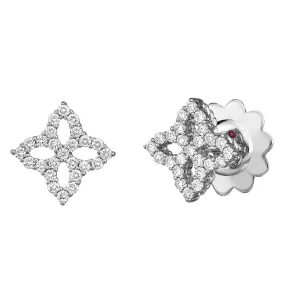 Roberto Coin 18K White Gold Princess Flower Diamond Outline Small Stud Earrings