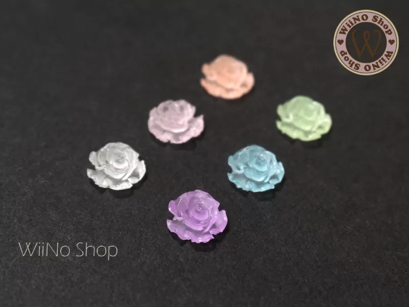 Rose Flower Glow in the Dark Nail Art Cabochons - 5 pcs