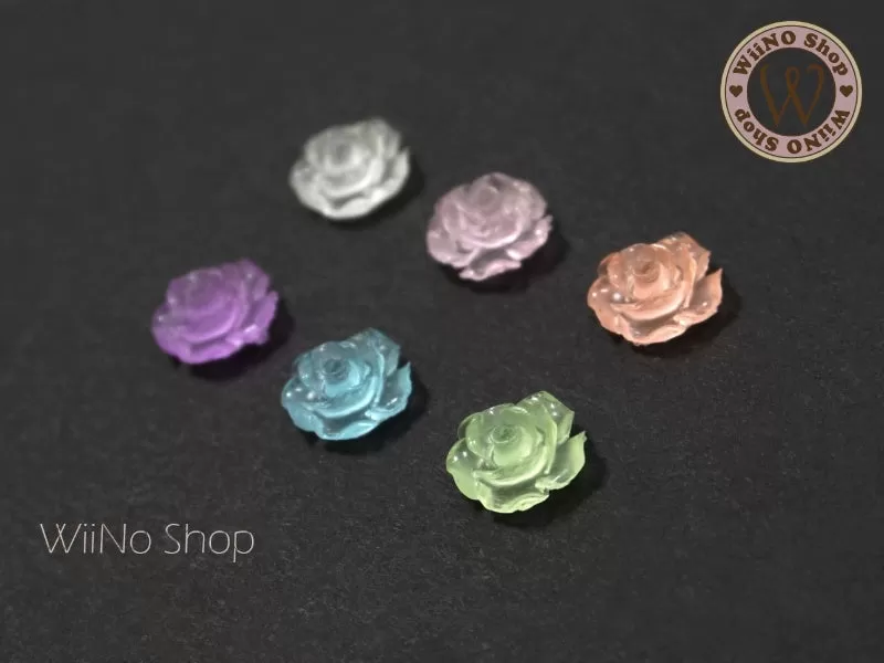 Rose Flower Glow in the Dark Nail Art Cabochons - 5 pcs