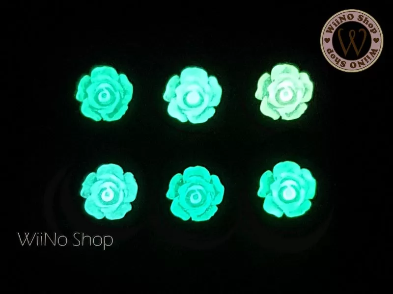 Rose Flower Glow in the Dark Nail Art Cabochons - 5 pcs