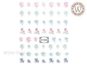 Rose Ombre Line Drawing Water Slide Nail Art Decals - 1 pc (TS-0026)