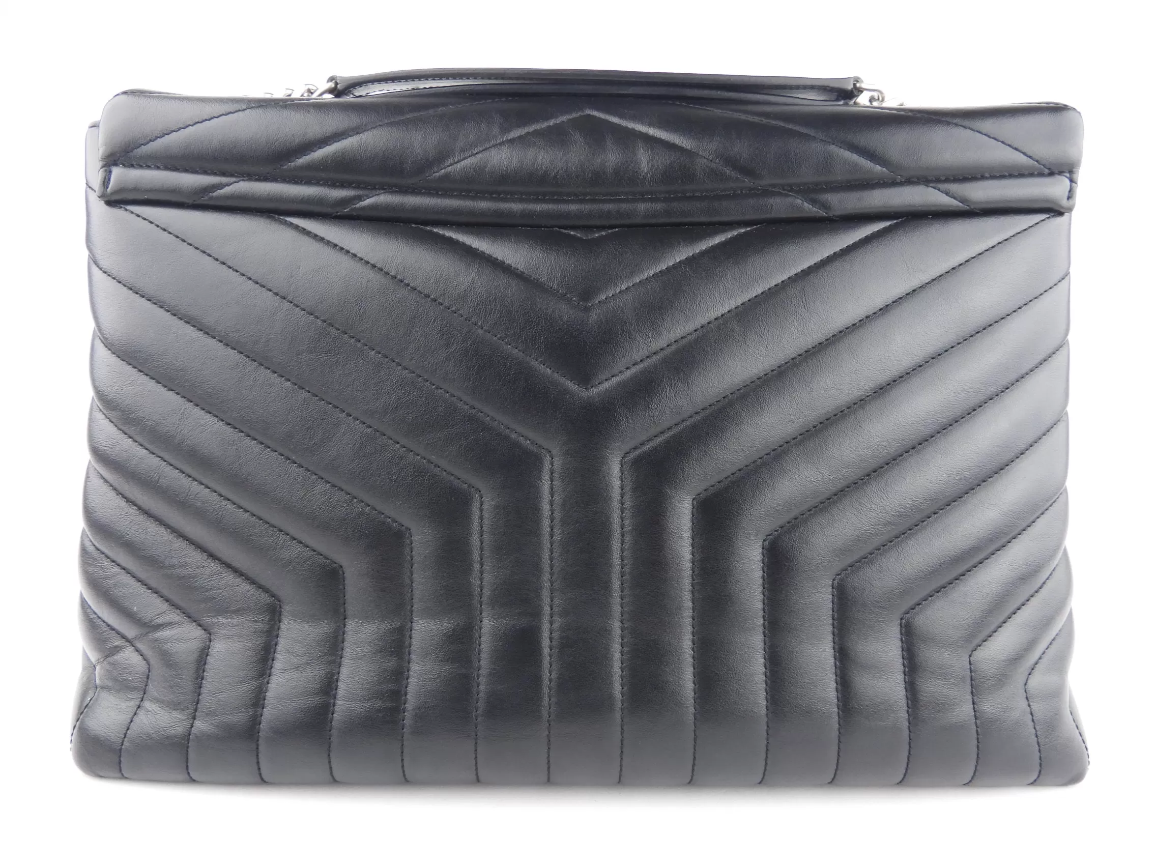 Saint Laurent Black Quilted Y Leather Large LouLou Chain Flap Shoulder Bag