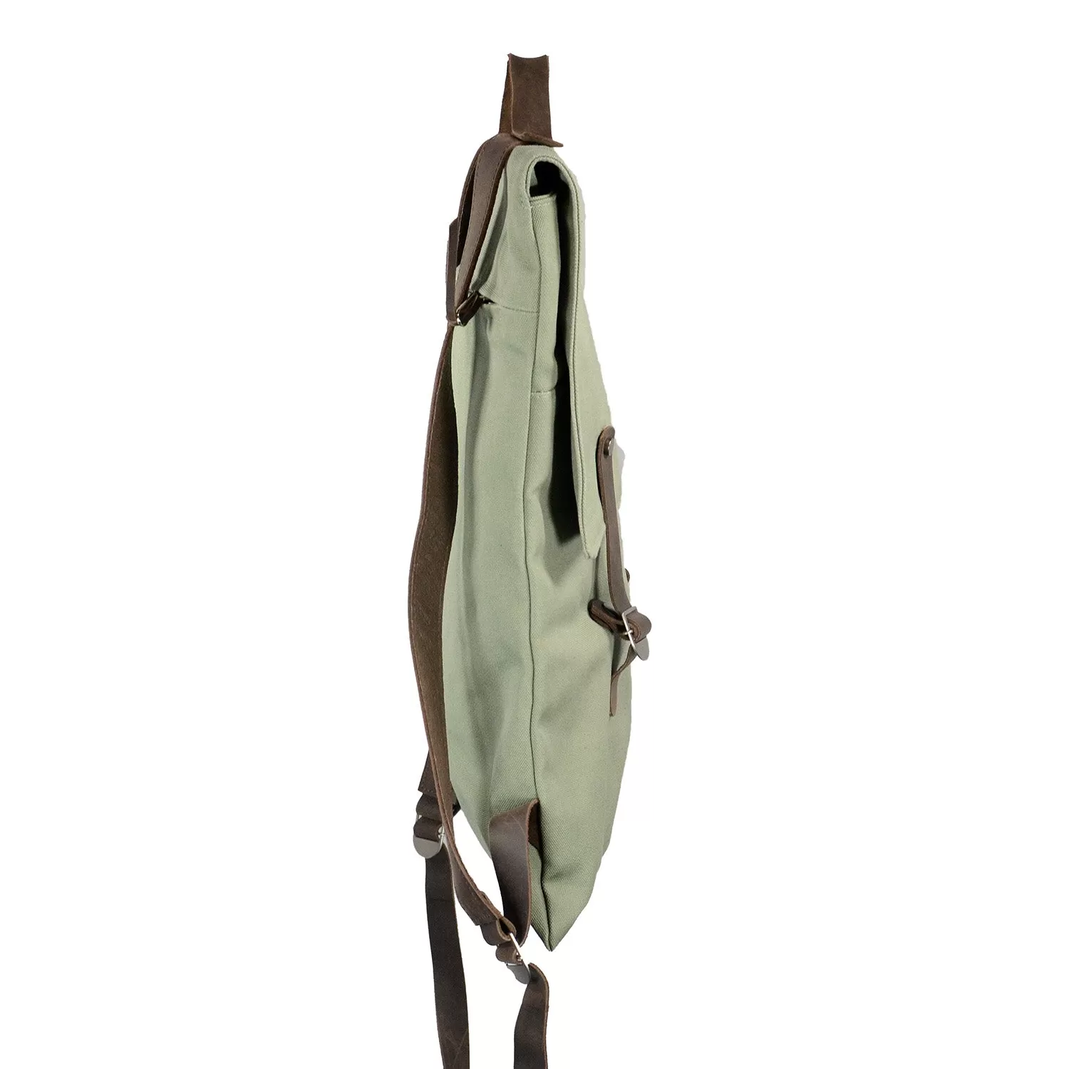 SALE! Canvas Hobo Backpack with Leather Straps in Sage by Kisim