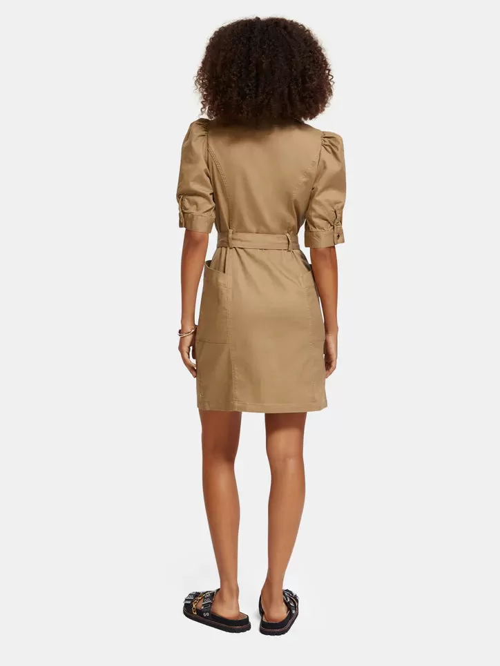 Scotch & Soda-0137 Sand Belted workwear mini dress