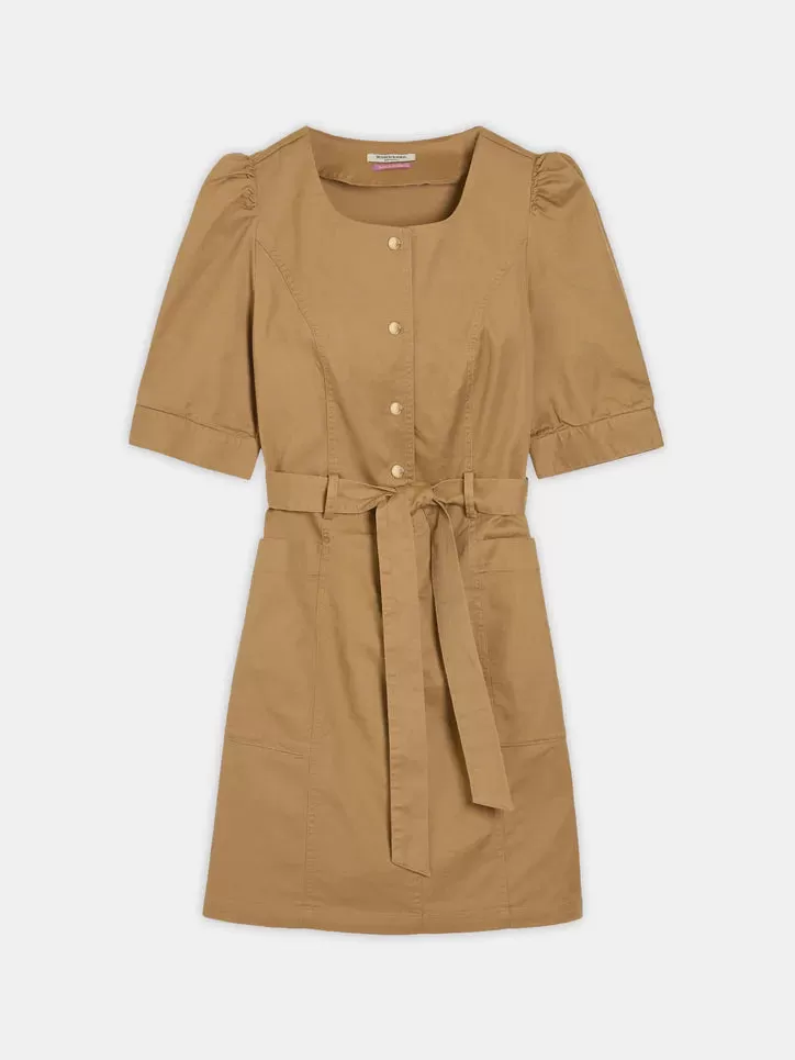 Scotch & Soda-0137 Sand Belted workwear mini dress