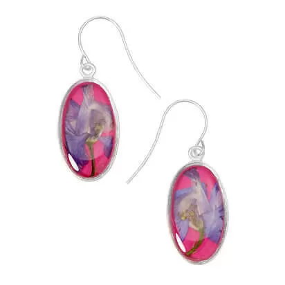 Shari Dixon Larkspur Flower Oval Earrings