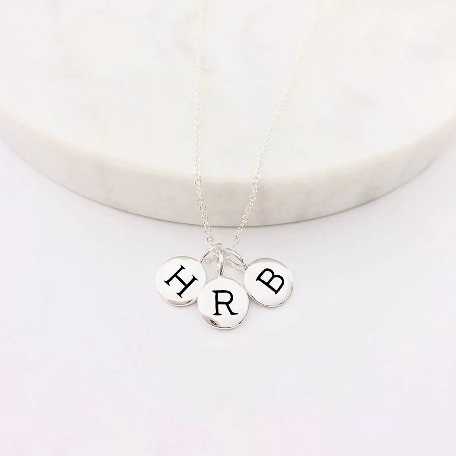 Silver 3 Initial Charm Necklace