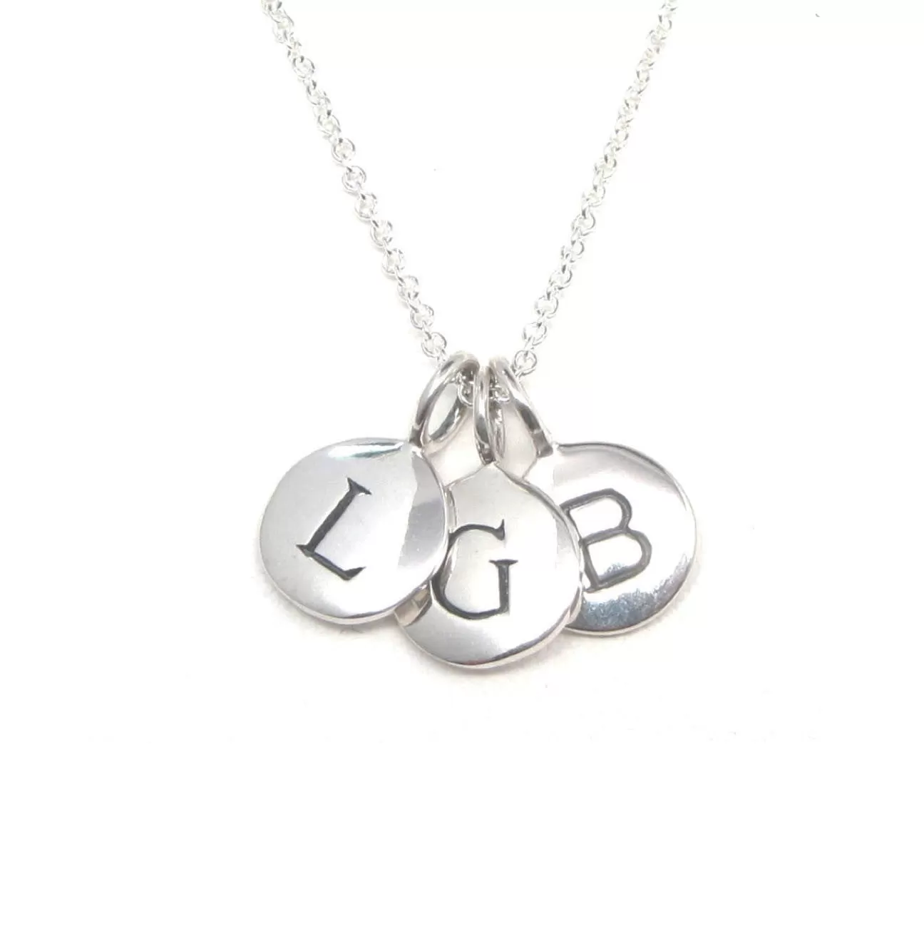 Silver 3 Initial Charm Necklace