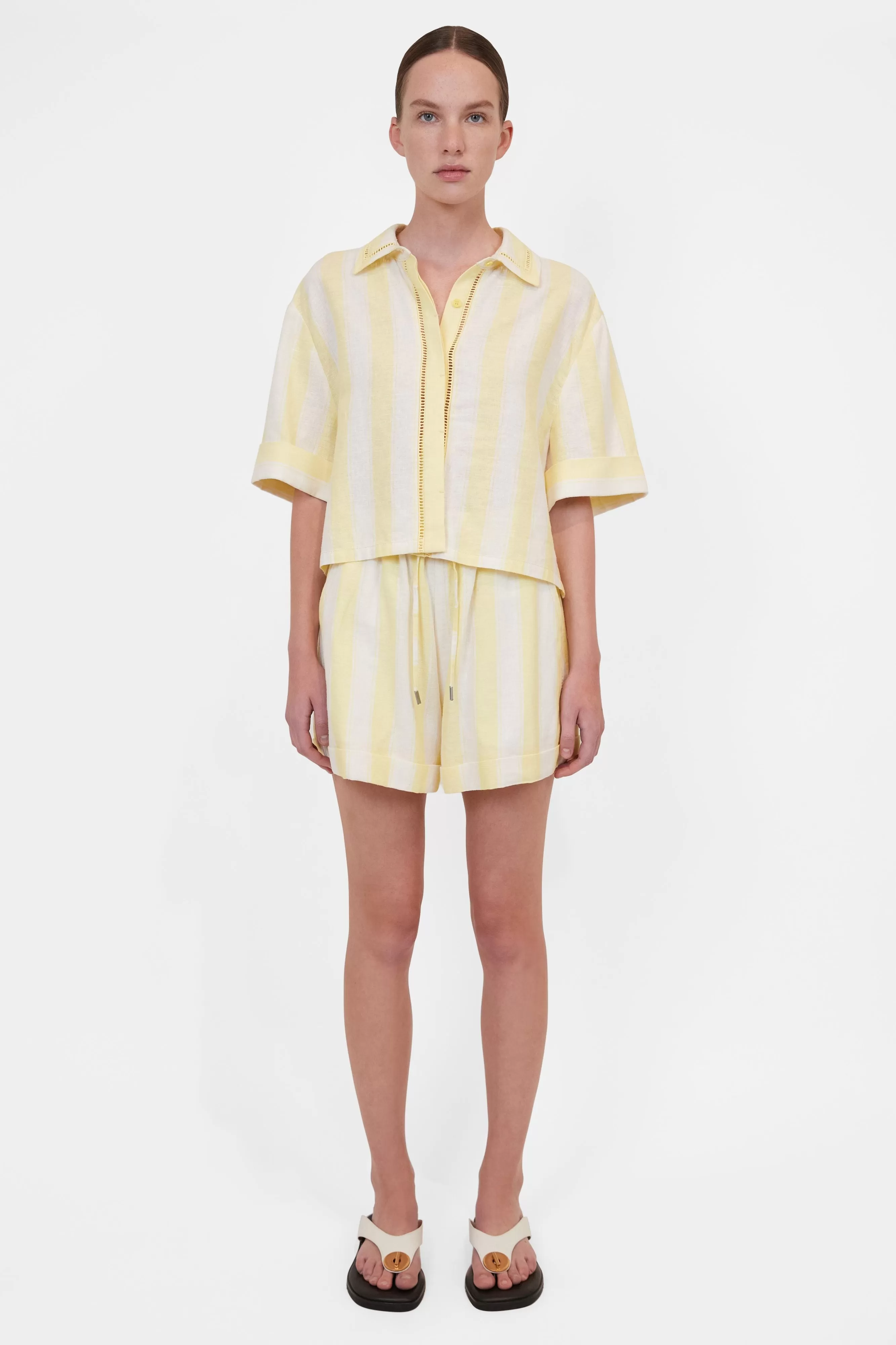 Simkhai - Keston Button Down Shirt - Lemon Stripe