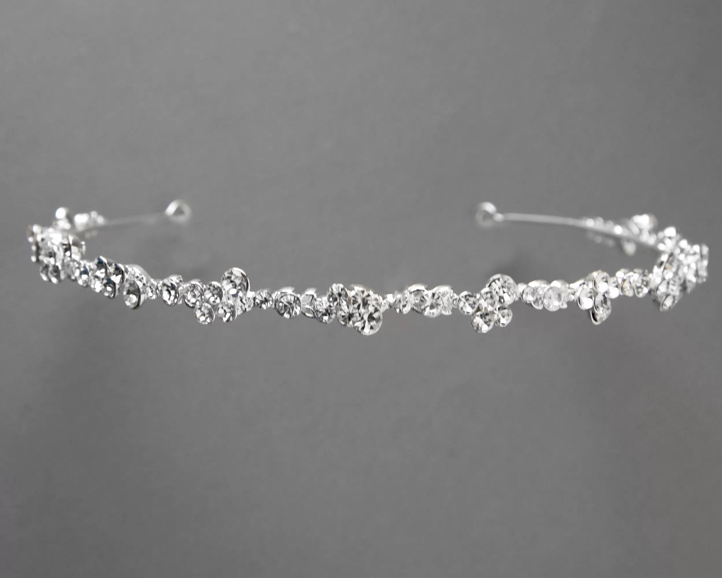 Simple Wedding Tiara of Crystal Clusters