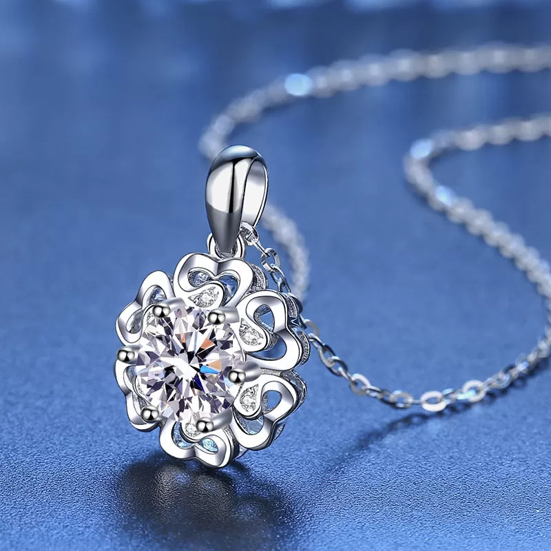 Six Petal Flower Moissanite Necklace