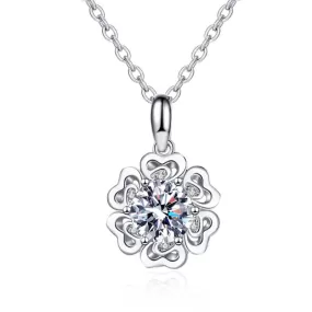 Six Petal Flower Moissanite Necklace