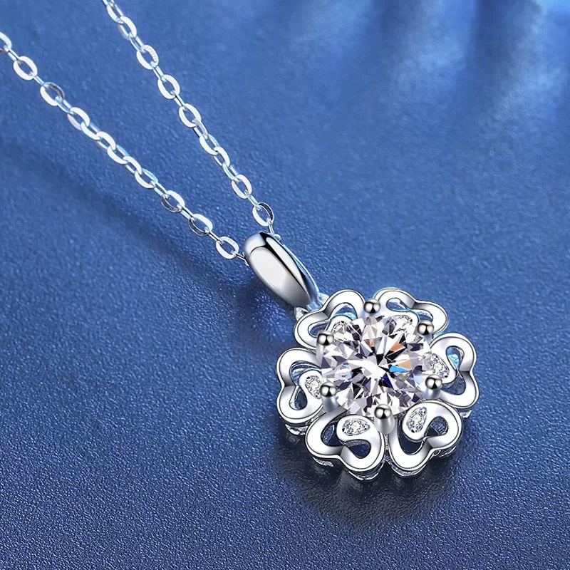 Six Petal Flower Moissanite Necklace