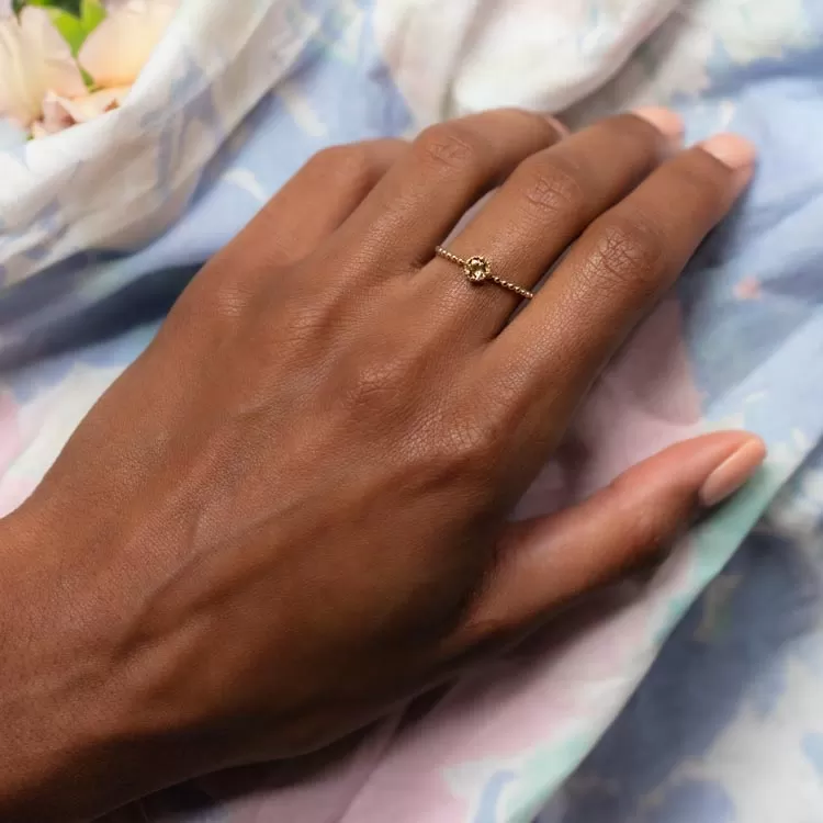 Solid Gold Sunny Citrine Ring