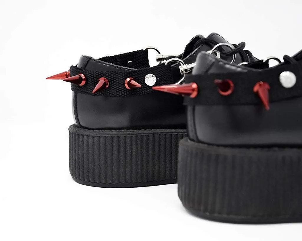 Spiked Red Bondage Shoe Straps