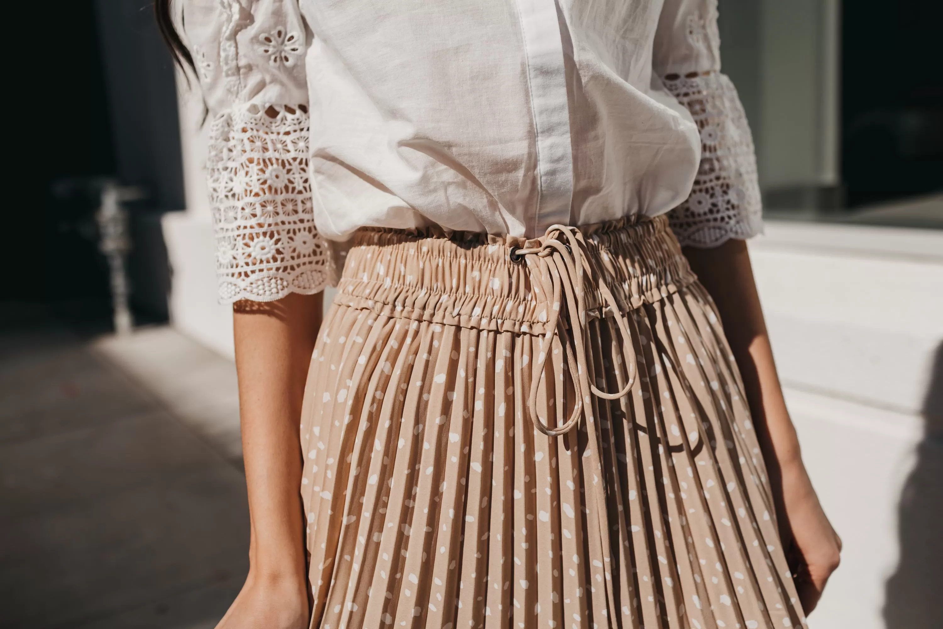 Spotted in Spring Midi Skirt in Taupe