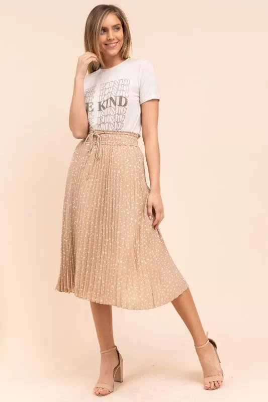 Spotted in Spring Midi Skirt in Taupe