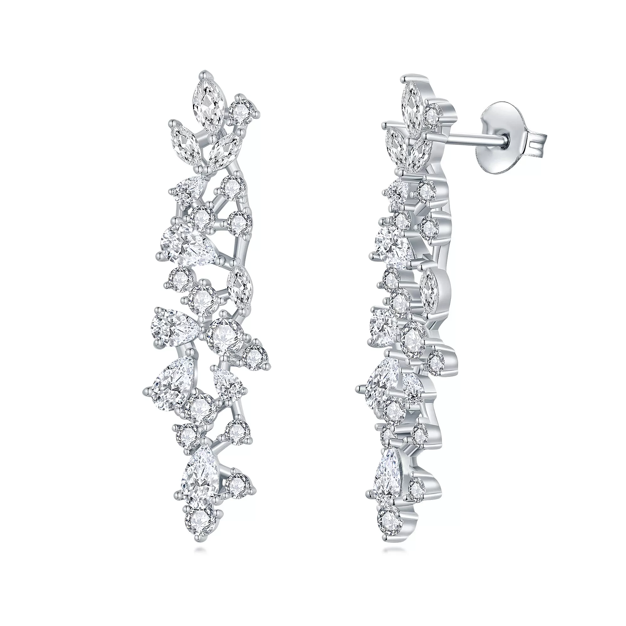 Sterling Silver Cascading CZ Earring