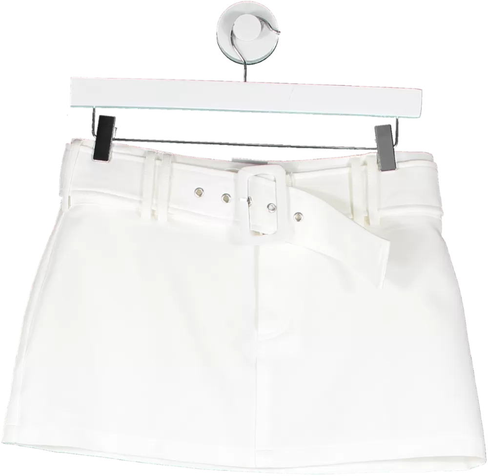 Style Addict White Agnes Belted Mini Skirt UK S