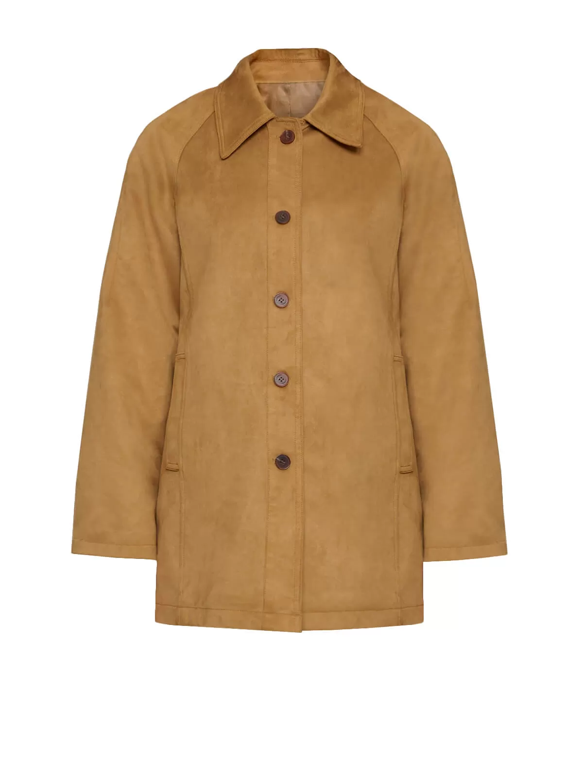 Suede Button Jacket in Camel