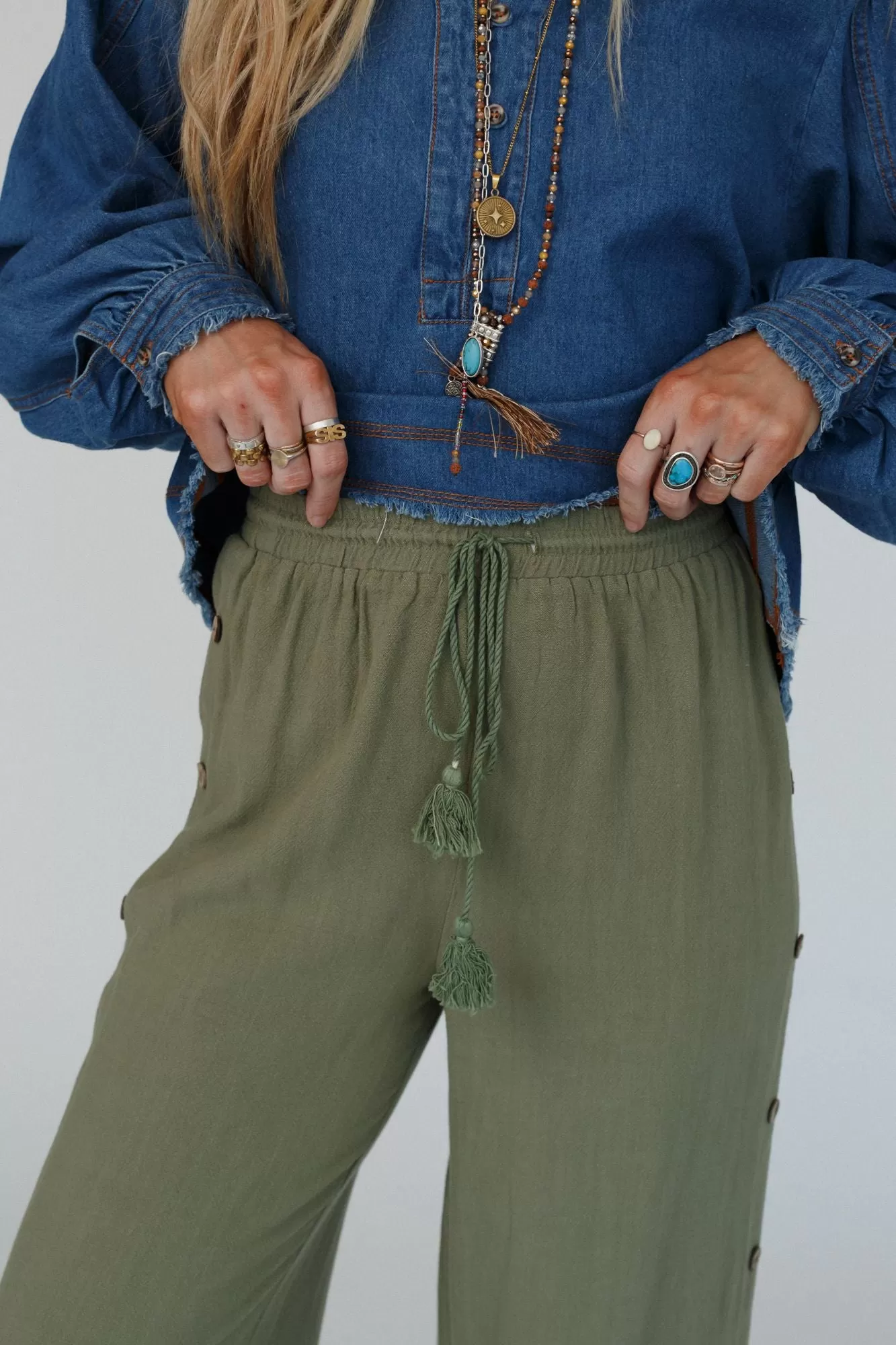 Sunny Side Wide Leg Pants - Olive