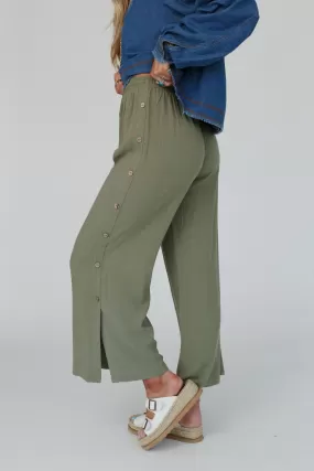 Sunny Side Wide Leg Pants - Olive