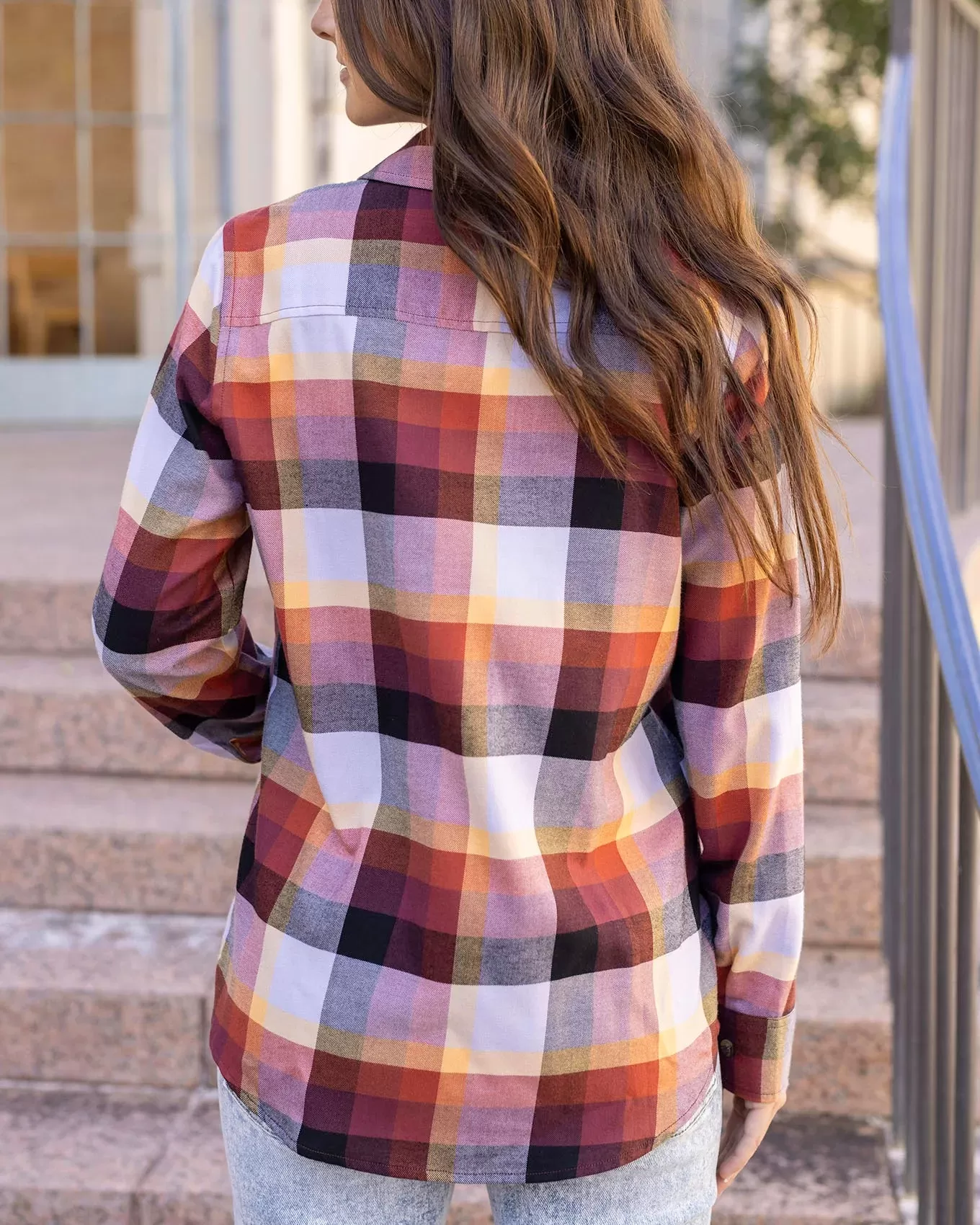 Sunset Northern Plaid Flannel Top by Grace & Lace (Ships in 1-2 Weeks)