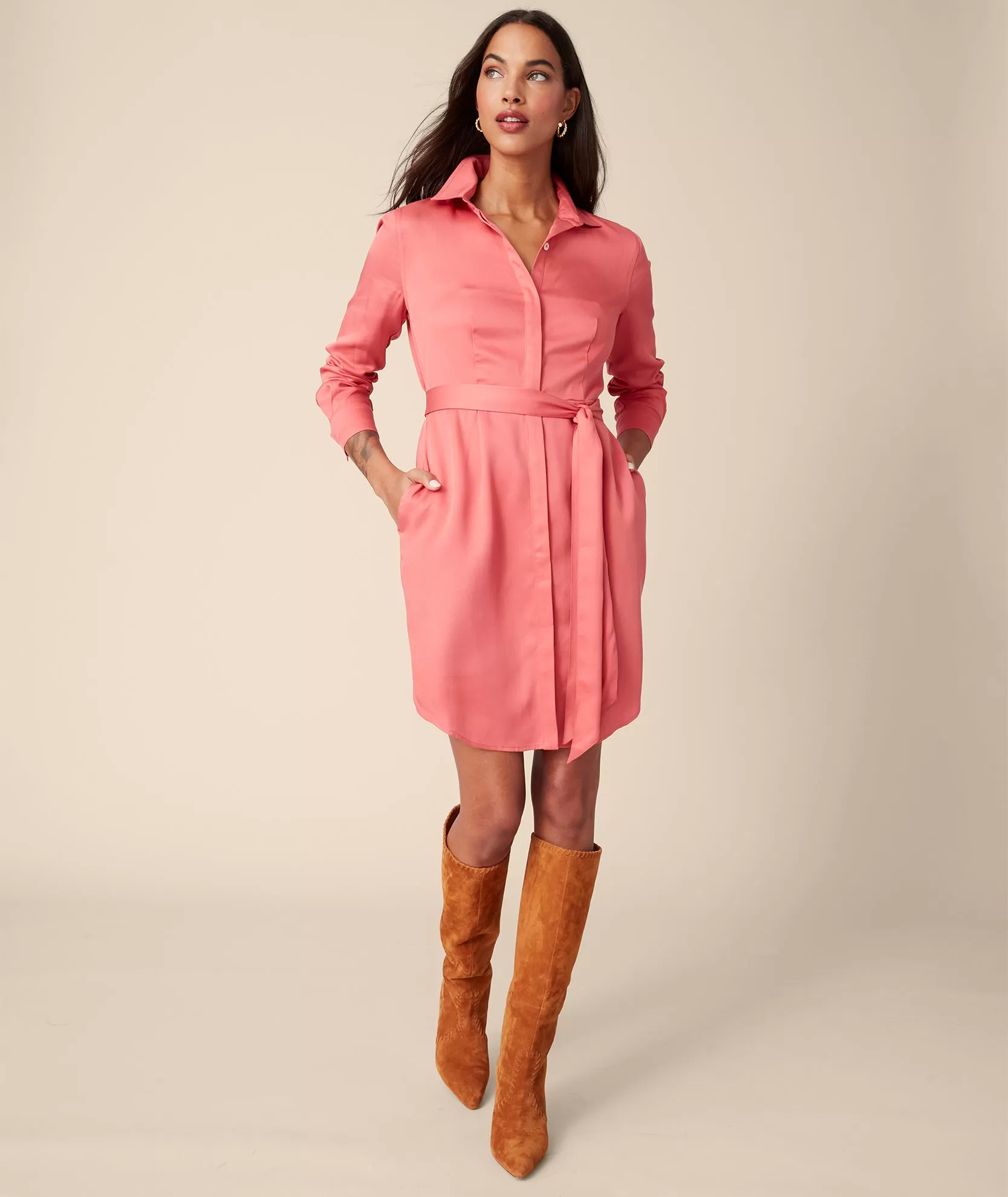 TENCEL Lyocell Belted Felicity Shirtdress