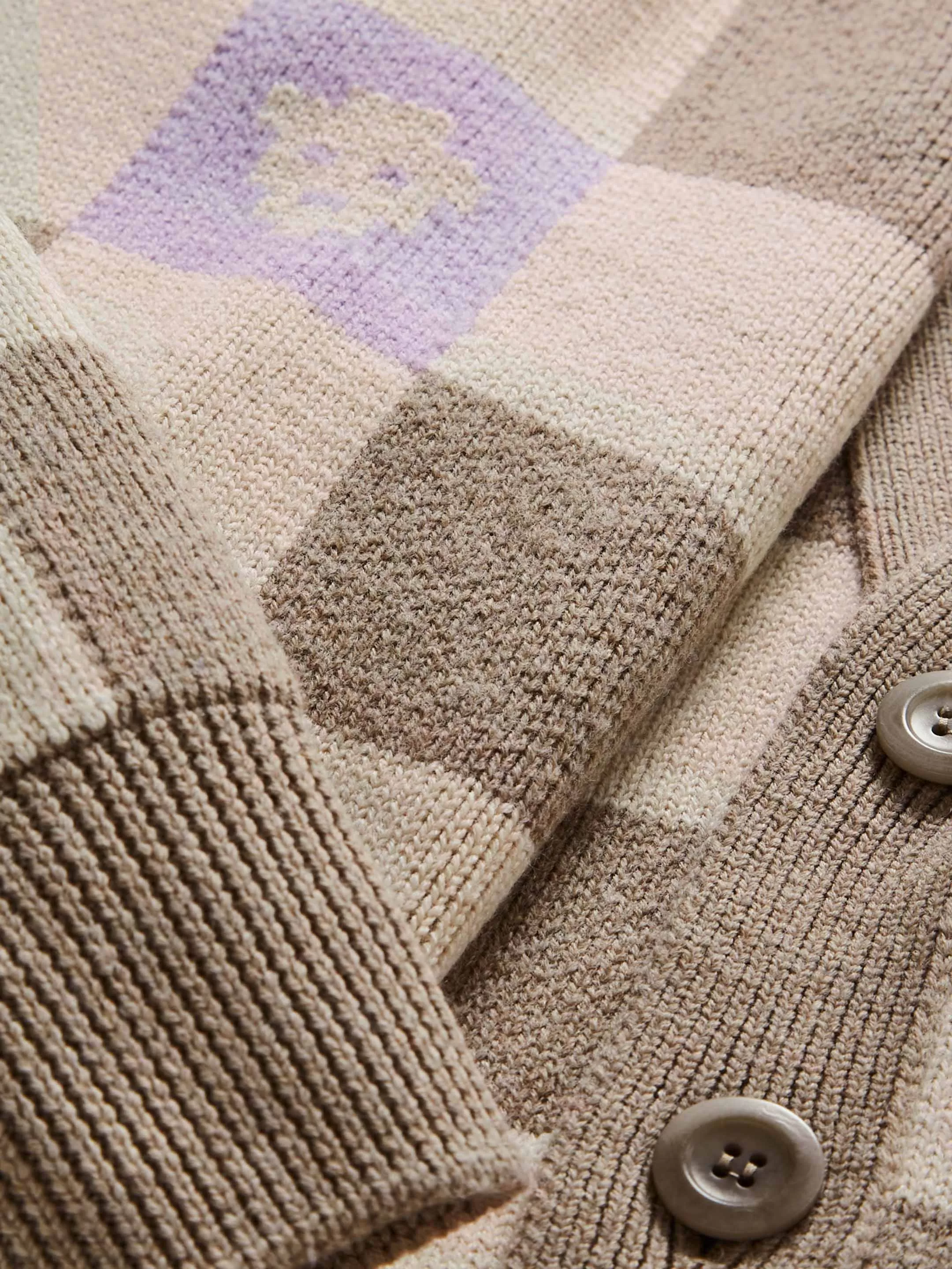 The Checkmate Cardigan - Fawn Brown