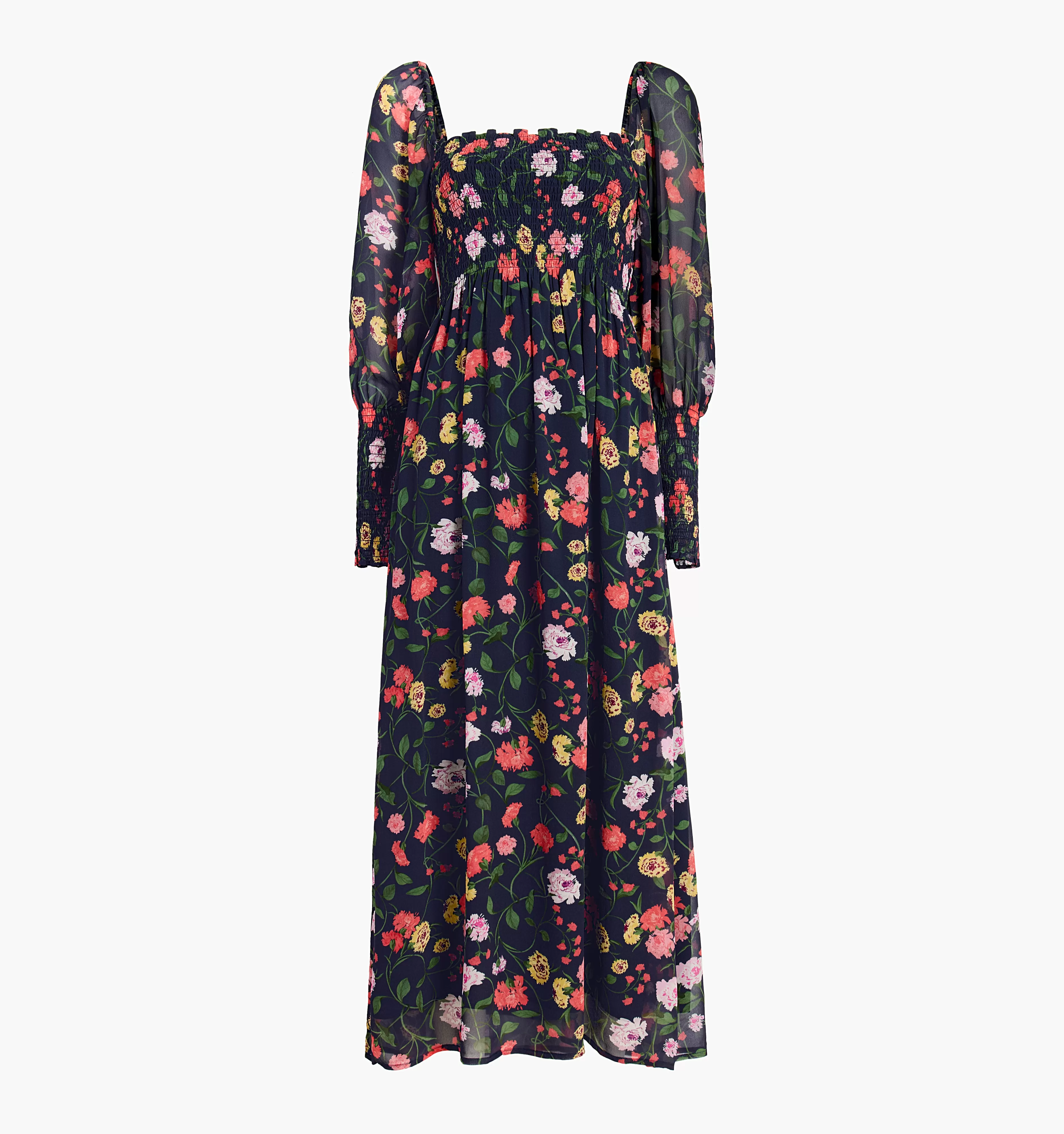 The Grace Maxi Nap Dress - Navy Peony Bouquet Georgette