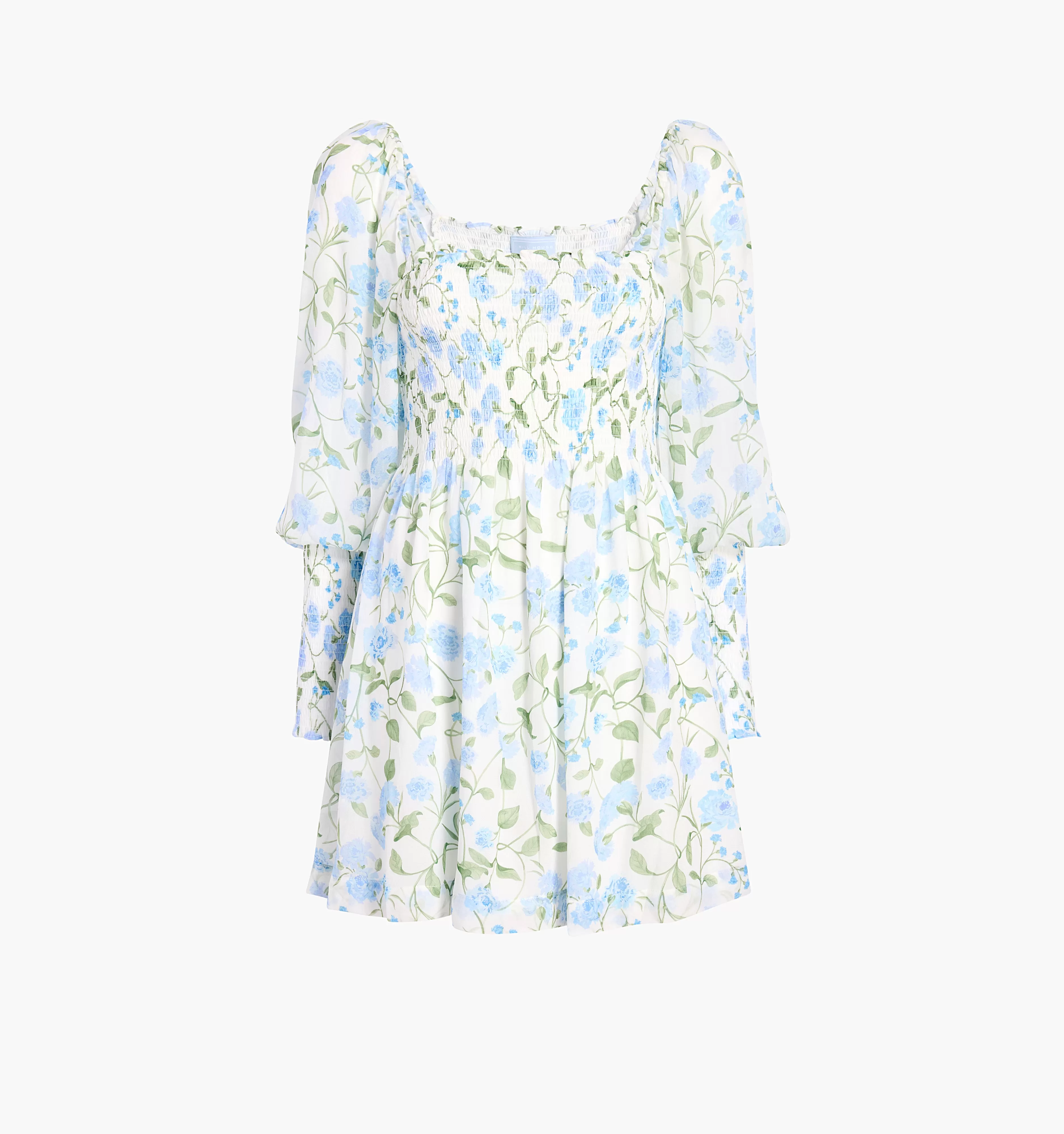 The Grace Mini Nap Dress - Blue Peony Bouquet Georgette