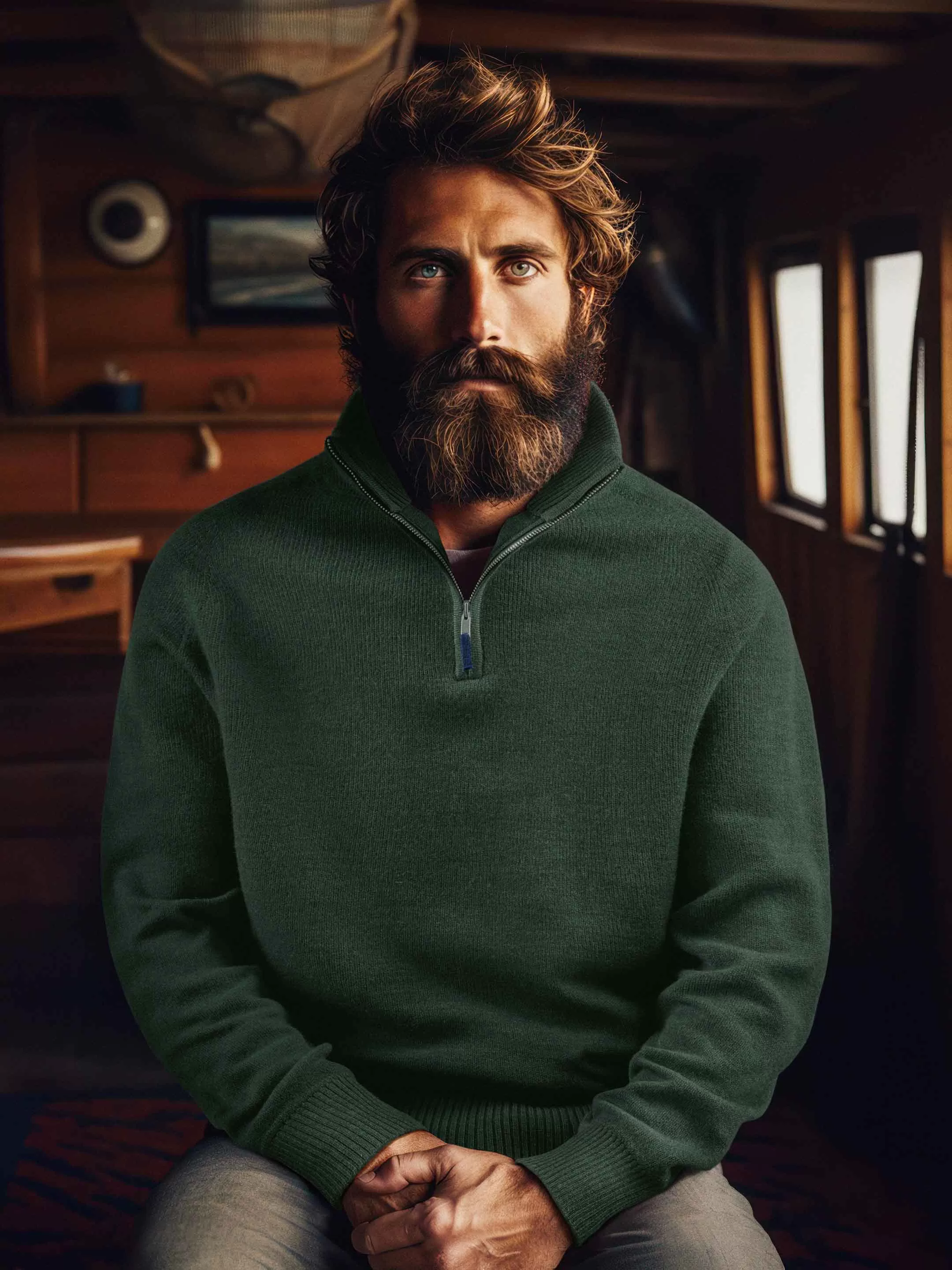 The Half Zip - Emerald Green