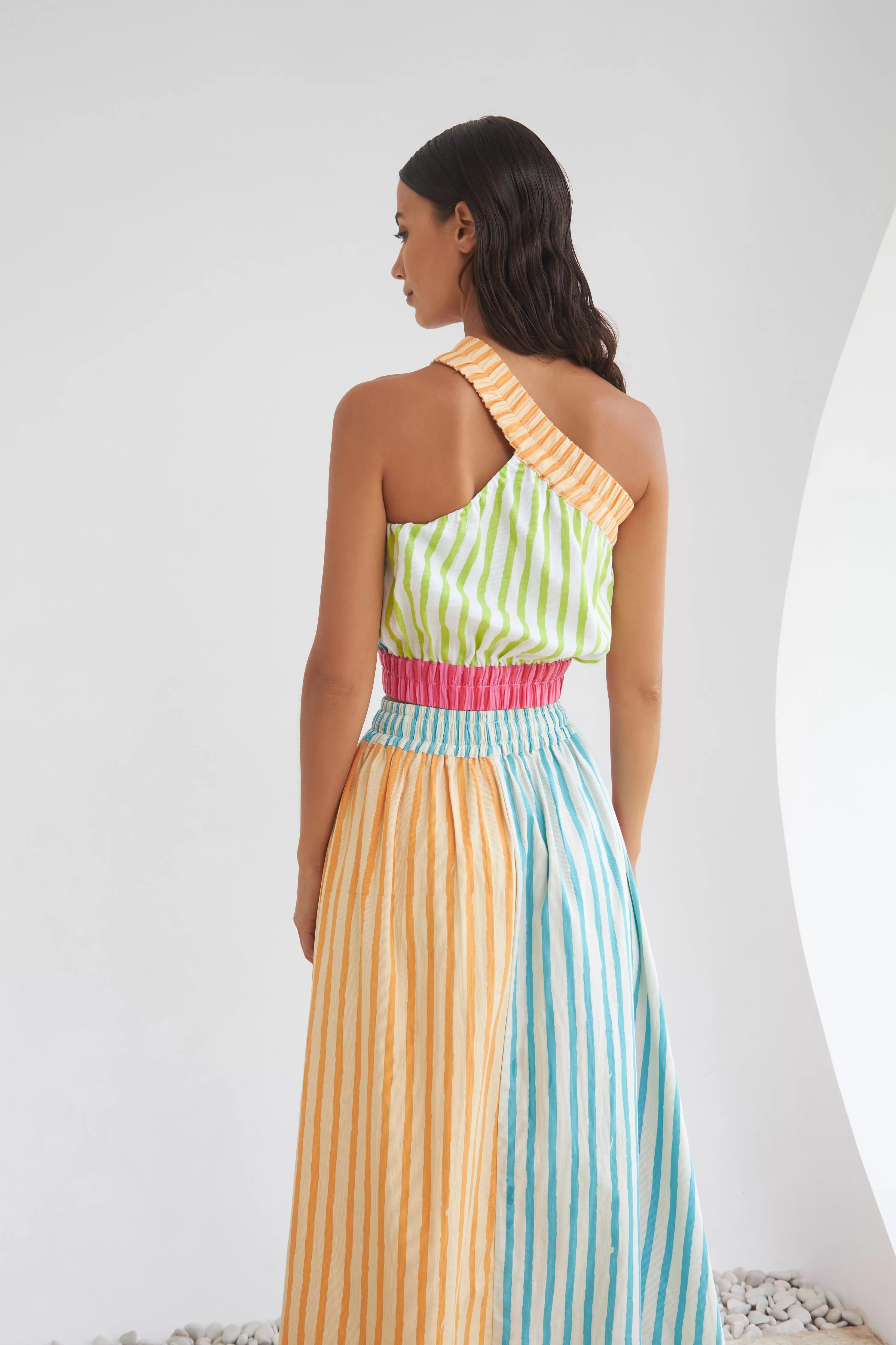 THE SUNNY SIDE UP SKIRT - MULTI COLOUR STRIPES