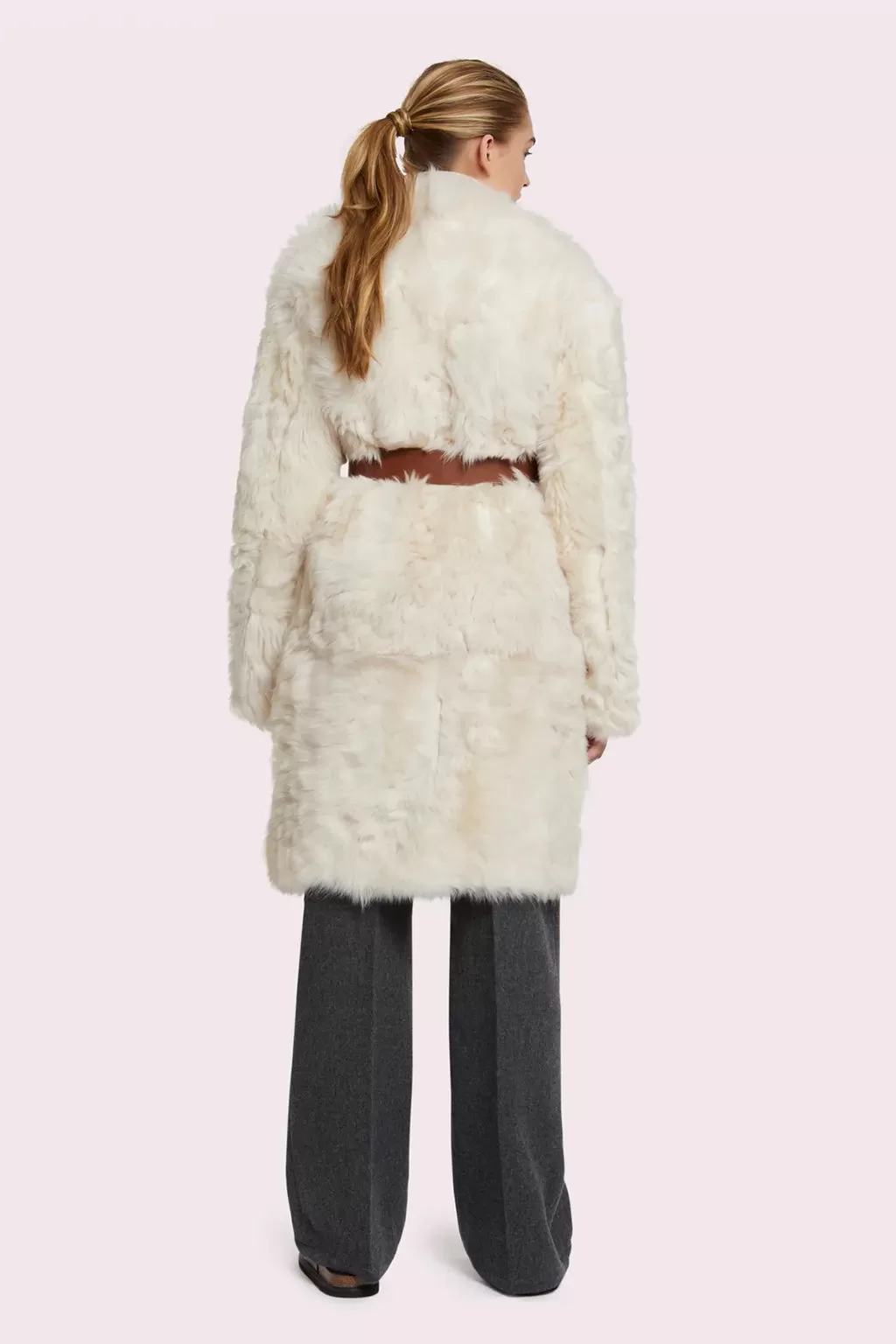 TOSCANA LAMBSKIN COAT WITH HIGH COLLAR IN WHITE