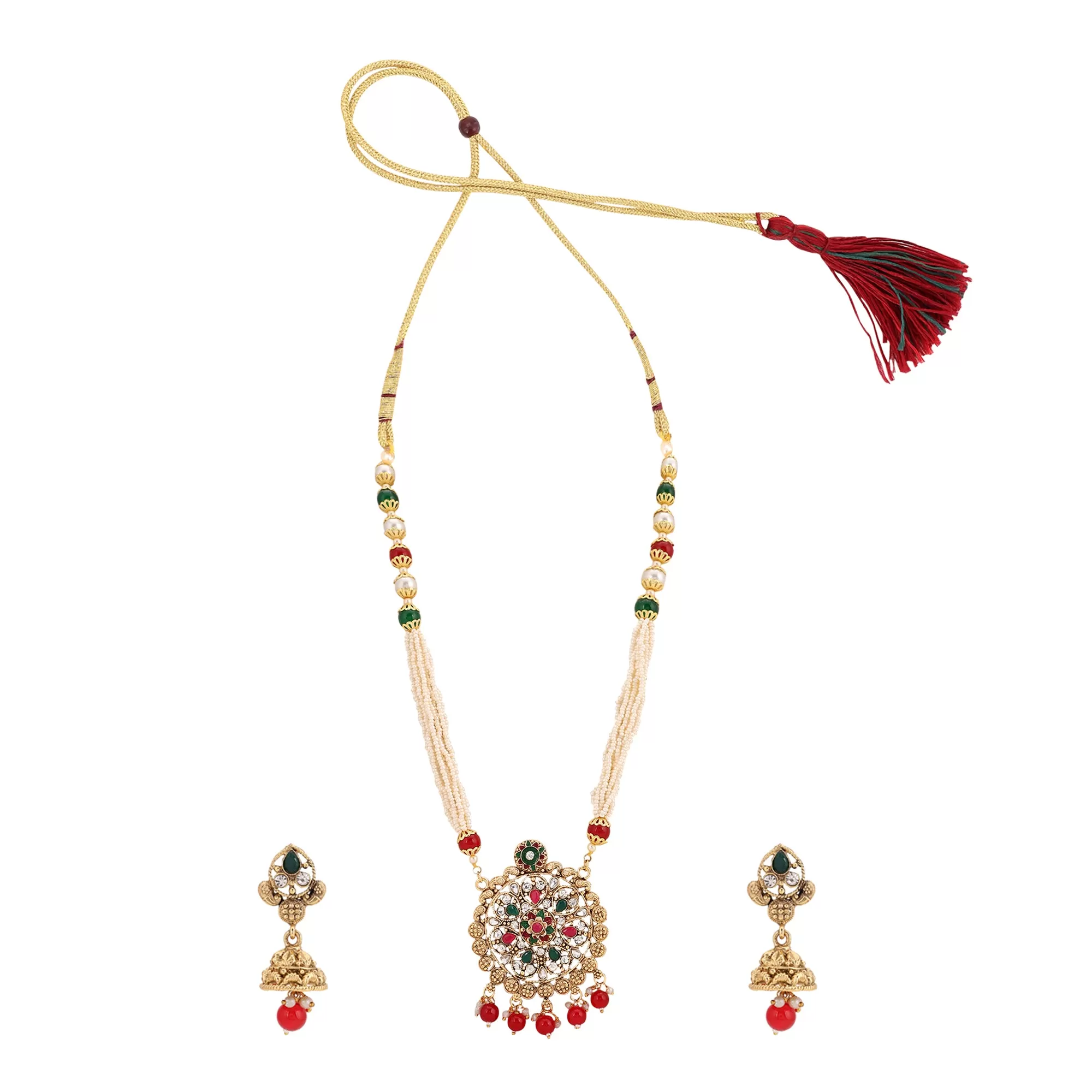 Traditional Multicolor Polki Kundan Moti Mala