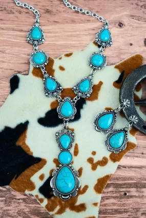 TURQUOISE PAGOSA SPRINGS Y NECKLACE AND EARRING SET