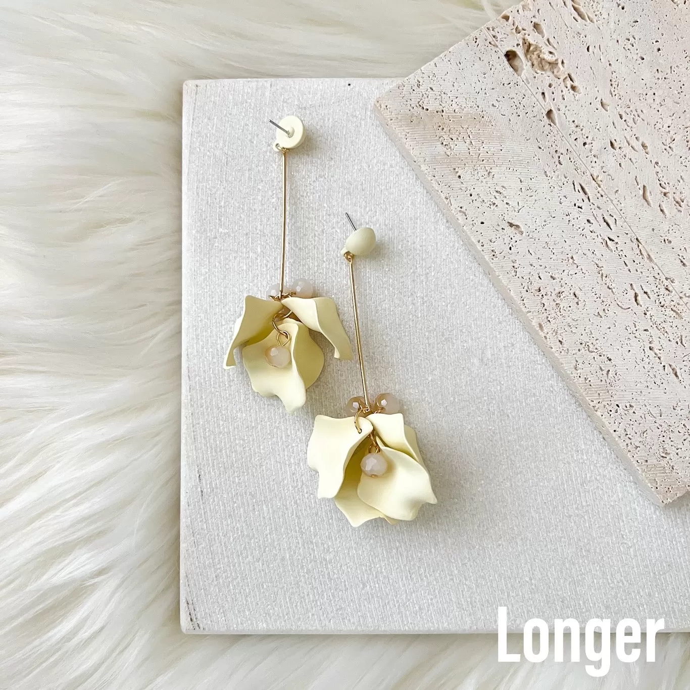 Vanilla Cream Petal Drop Earrings -  3 COLORS!