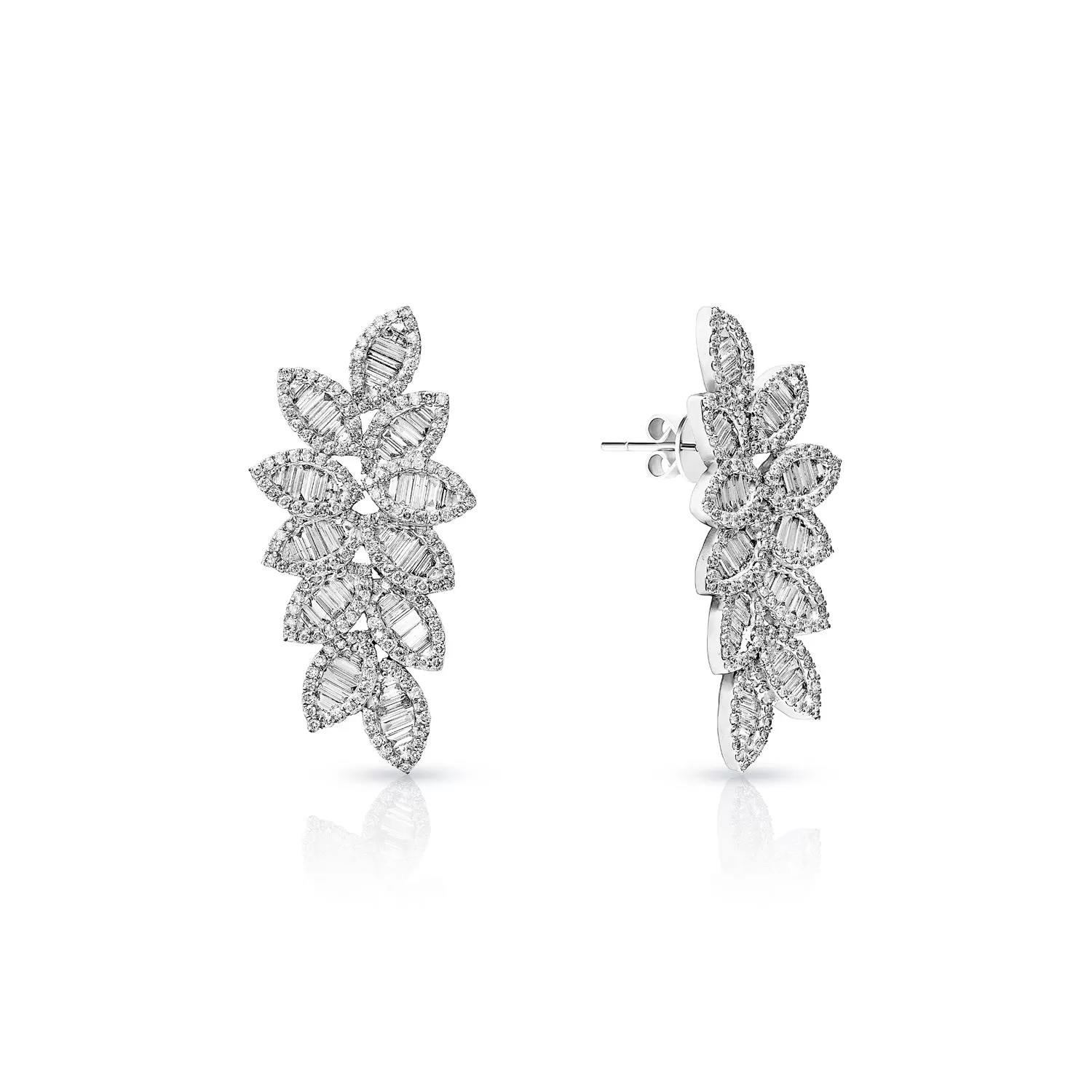 Vivian 6 Carat Combine Mixed Shape Diamond Chandelier Earrings for Ladies in 14kt White Gold