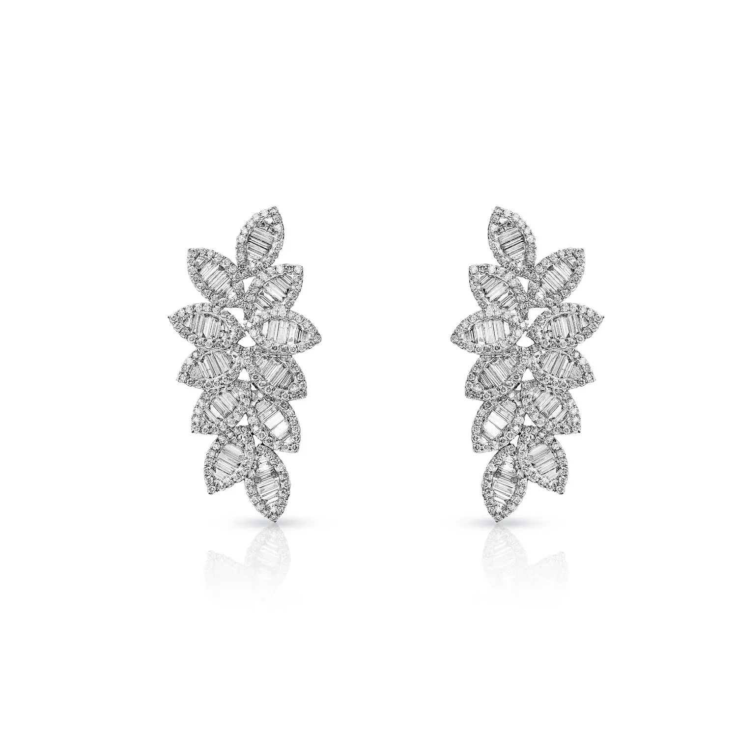 Vivian 6 Carat Combine Mixed Shape Diamond Chandelier Earrings for Ladies in 14kt White Gold