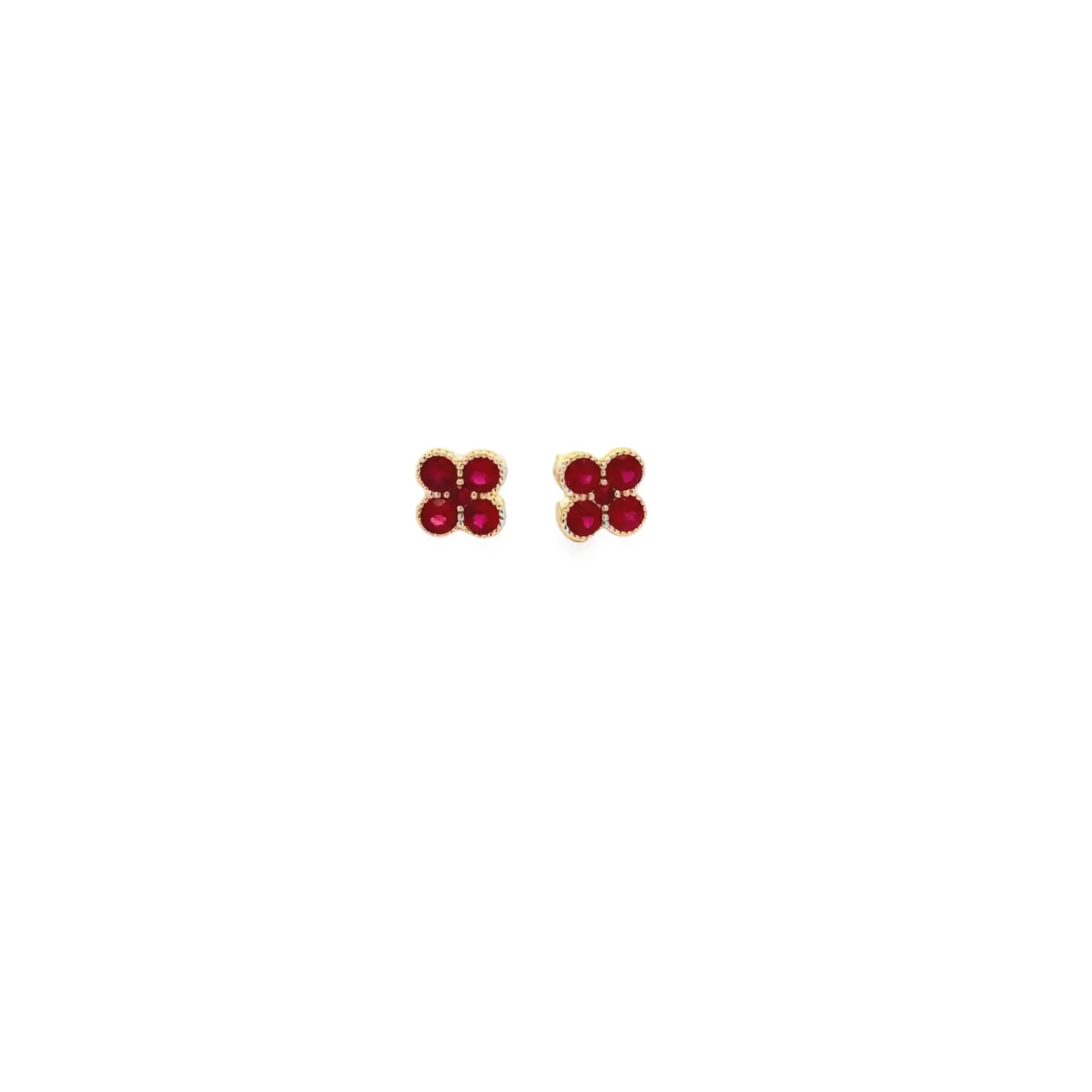 WD1297 14kt Gold Ruby Flower Stud Earrings