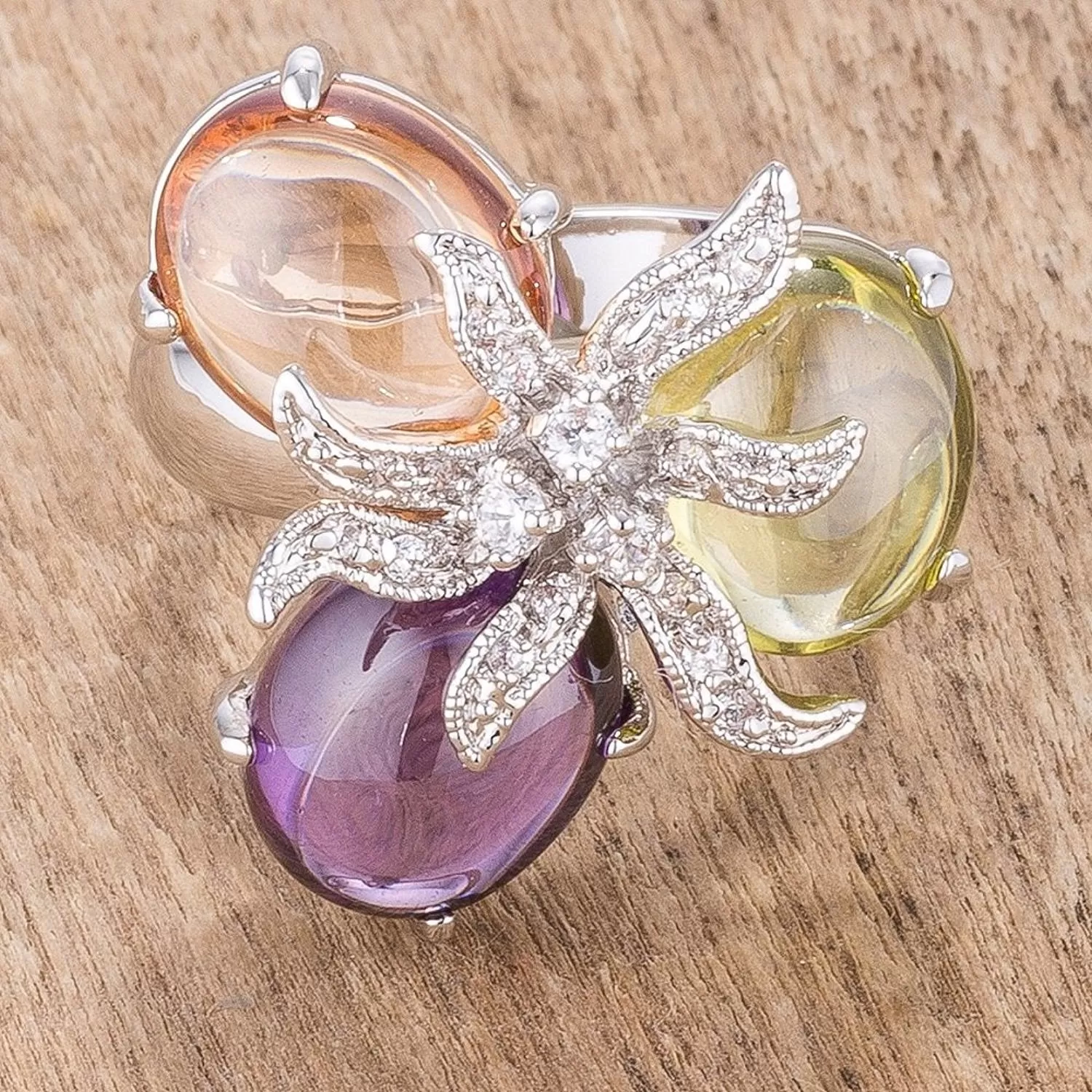 WildKlass Triple Bead Floral Ring