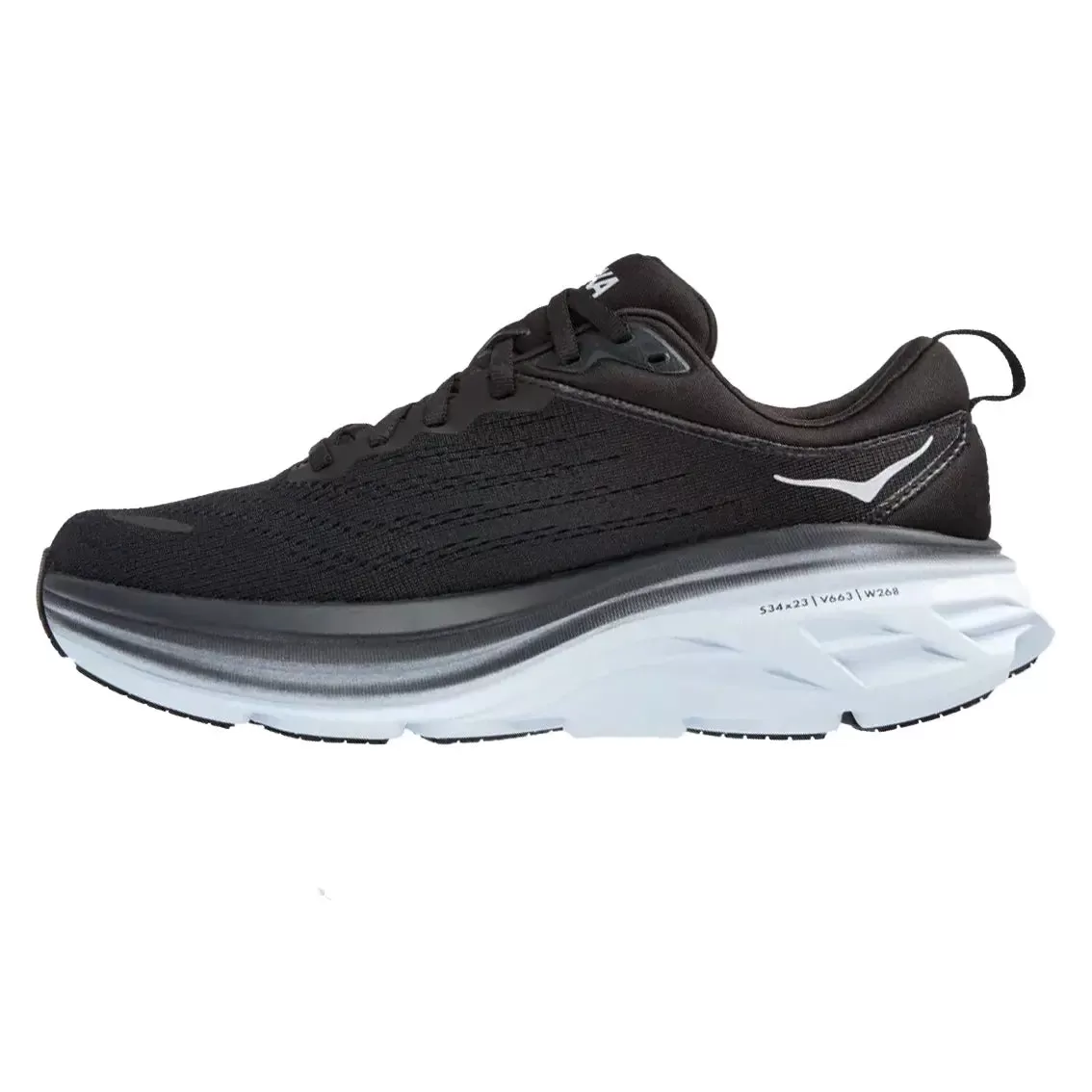 Womens Hoka Bondi 8 (Wide) - Black / White