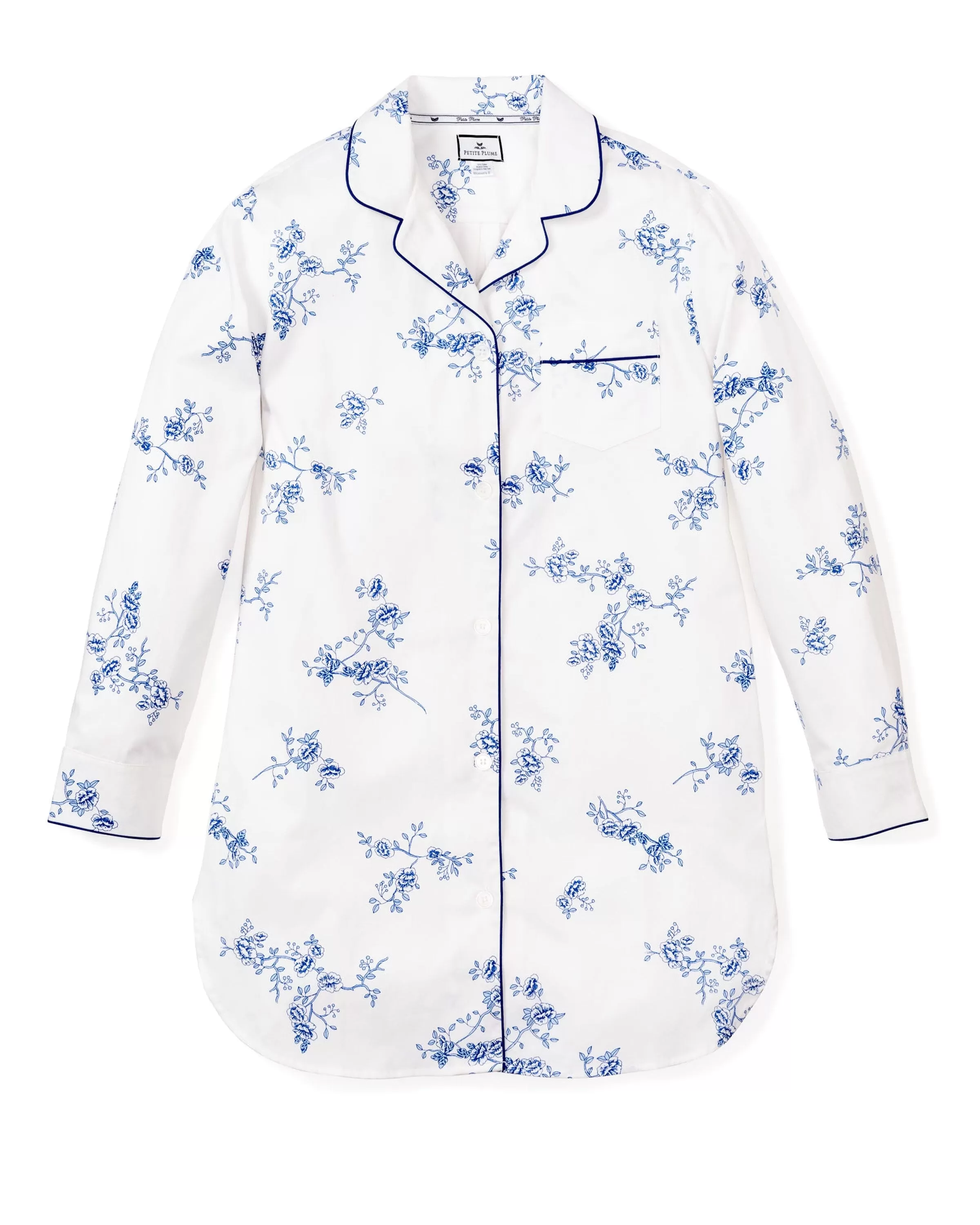 Women's Twill Nightshirt | Indigo Floral