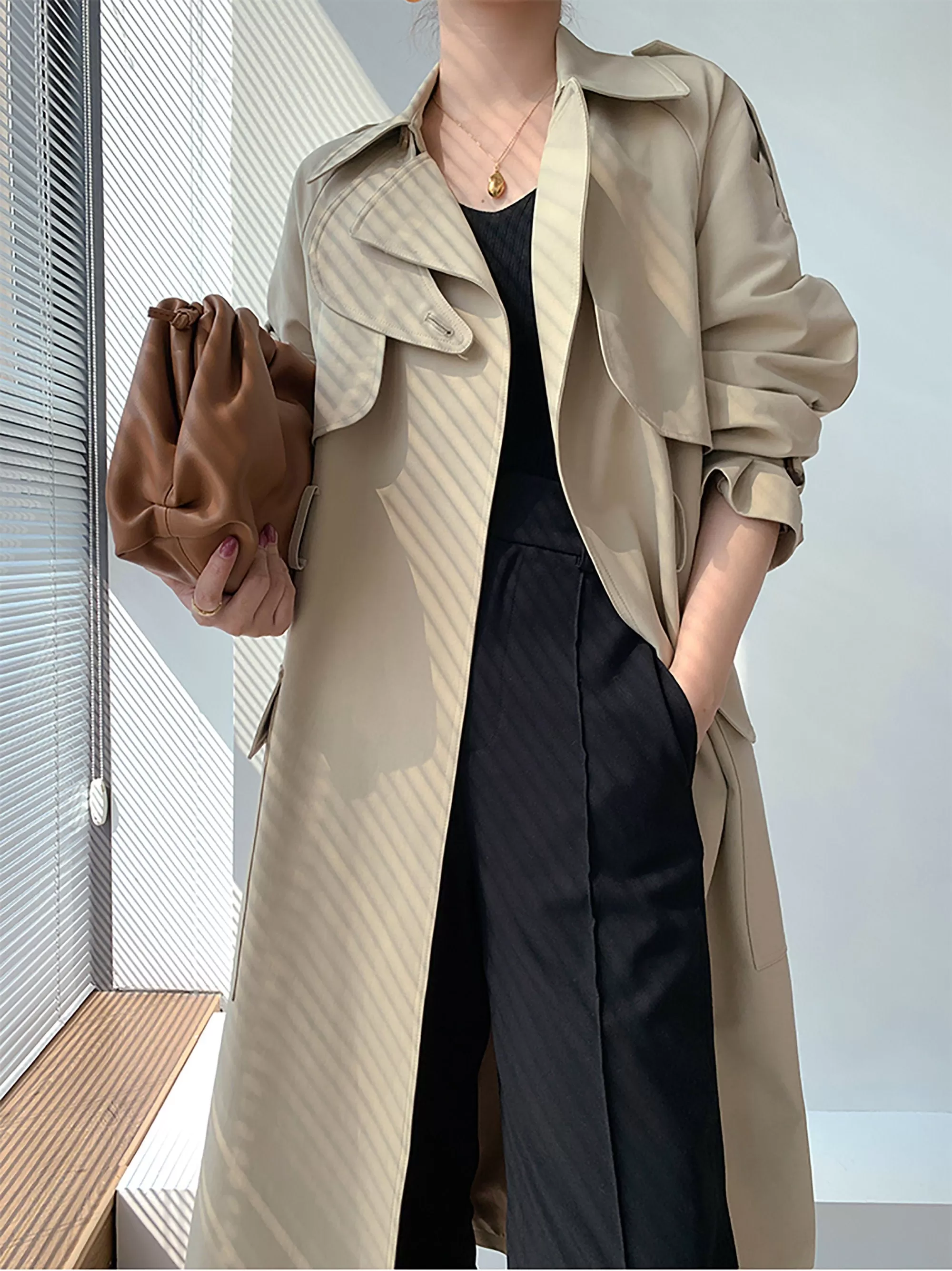 Zoe Gun Flap Bteld Long Trench Coat